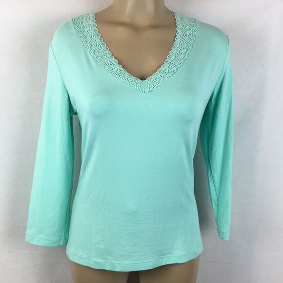 Cosabella Lace Trim Blue Long Sleeve Top M NEW - Picture 4 of 11